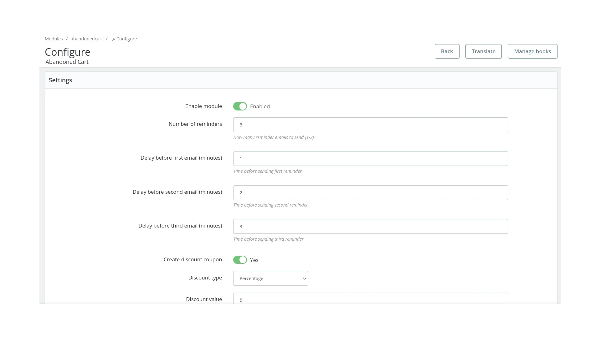 Abandoned Cart Recovery Module